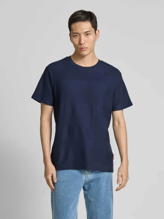 Zdjęcie produktu T-shirt z fakturowanym wzorem model ‘Ismet’ JOOP! Granatowy