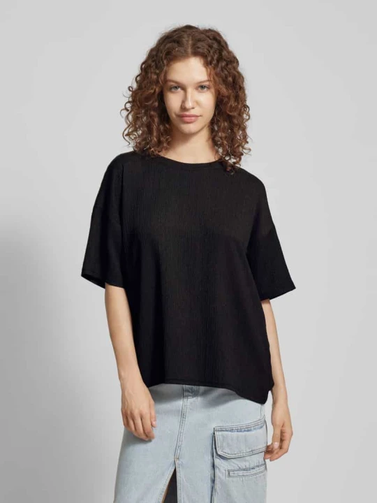 Zdjęcie produktu T-shirt z fakturowanym wzorem model ‘LUNA’ Pieces Czarny