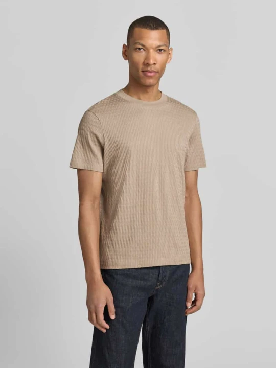 Zdjęcie produktu t-shirt z fakturowanym wzorem model 'Raulos' JOOP! Beżowy