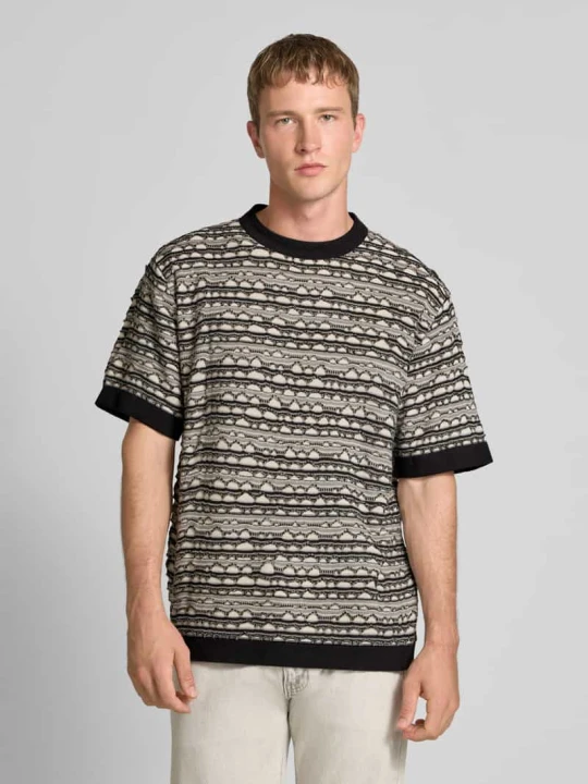 Zdjęcie produktu T-shirt z fakturowanym wzorem model ‘Rocco’ Redefined Rebel Beżowy
