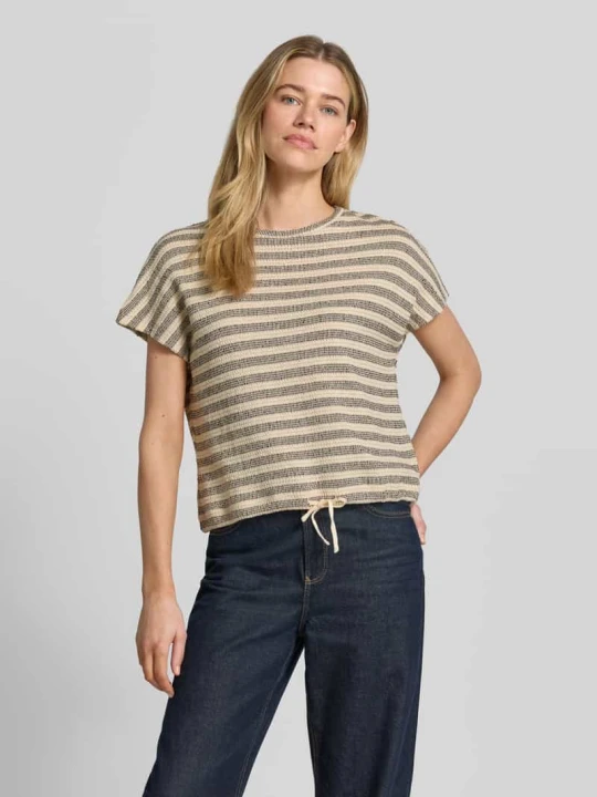 Zdjęcie produktu t-shirt z fakturowanym wzorem model 'Sedopa' Opus Ciemnobrązowy