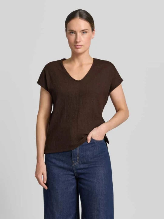 Zdjęcie produktu t-shirt z fakturowanym wzorem model 'Sirukus' Opus Ciemnobrązowy