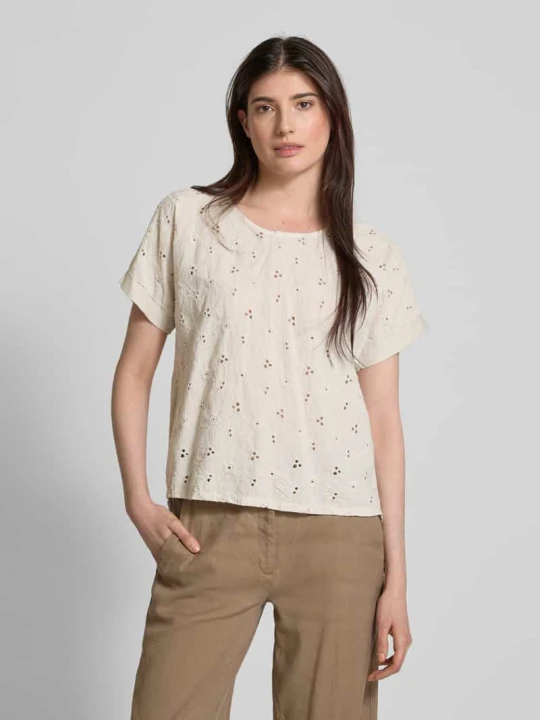 Zdjęcie produktu T-shirt z fakturowanym wzorem ZABAIONE Beżowy