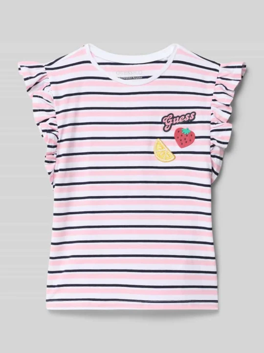 Zdjęcie produktu t-shirt z falbanami i logo Guess Biały