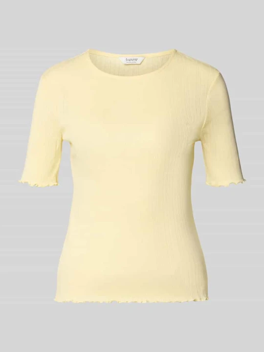 Zdjęcie produktu T-shirt z falistym brzegiem i okrągłym dekoltem model 'UNICA' B.Young Jasnożółty