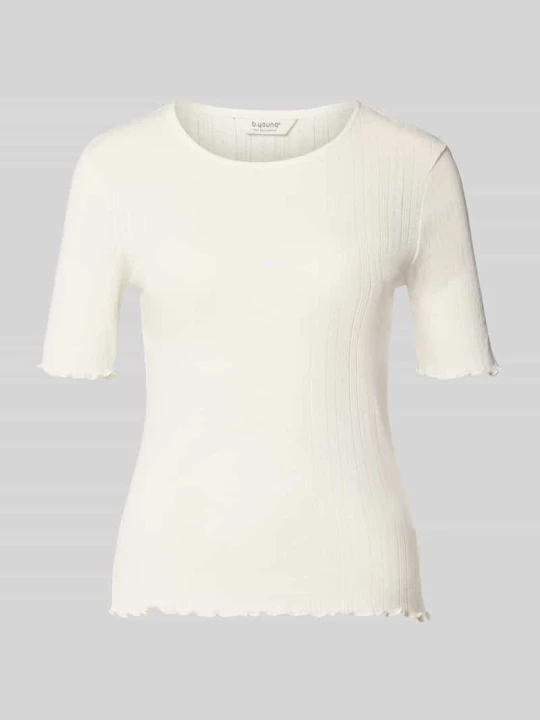 Zdjęcie produktu T-shirt z falistym brzegiem i okrągłym dekoltem model 'UNICA' B.Young Złamany biały