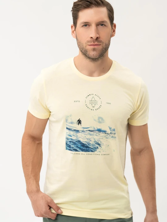 Zdjęcie produktu T-shirt z grafiką surferską T-BOARD Volcano Żółty