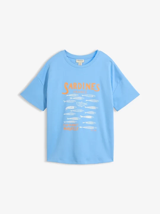 Zdjęcie produktu T-shirt z grubej bawełny organicznej BonPrix niebieski