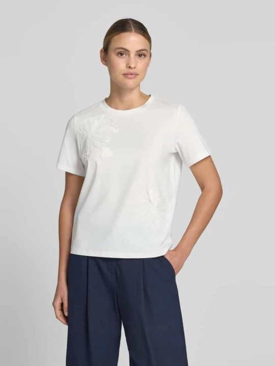 Zdjęcie produktu t-shirt z haftami i okrągłym dekoltem Jake*s Biały