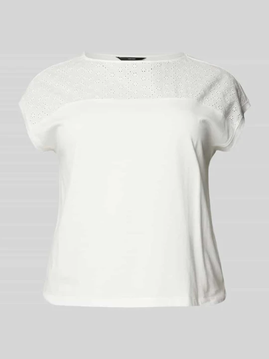 Zdjęcie produktu T-shirt z haftem angielskim model ‘KAYA’ Vero Moda Biały