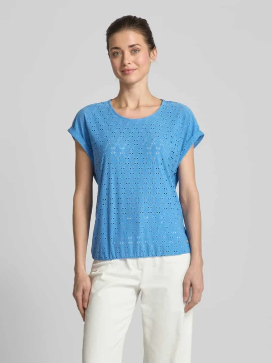 Zdjęcie produktu T-shirt z haftem angielskim ZABAIONE Oceaniczny