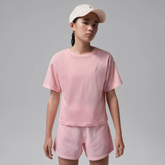 Zdjęcie produktu T-shirt z haftem dla dużych dzieci (dziewcząt) Jordan Brooklyn Essentials - Różowy