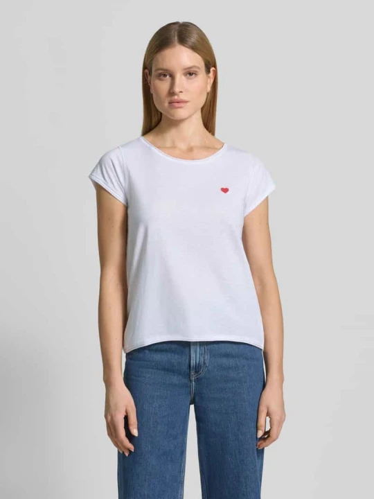 Zdjęcie produktu t-shirt z haftem i okrągłym dekoltem Christian Berg Biały