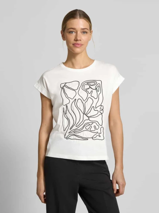 Zdjęcie produktu t-shirt z haftem i okrągłym dekoltem Christian Berg Złamany biały