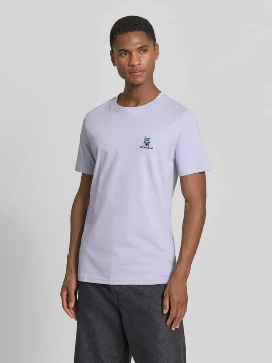 Zdjęcie produktu t-shirt z haftem i okrągłym dekoltem lindbergh Jasnofioletowy