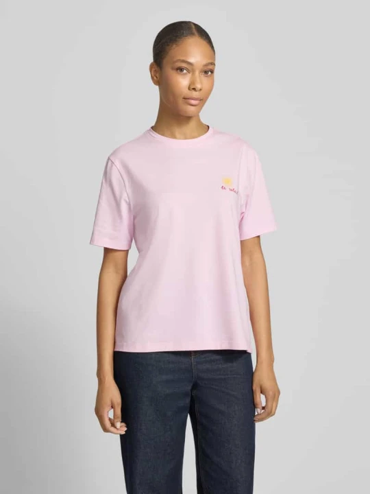 Zdjęcie produktu t-shirt z haftem model 'NORA' Vila Różowy