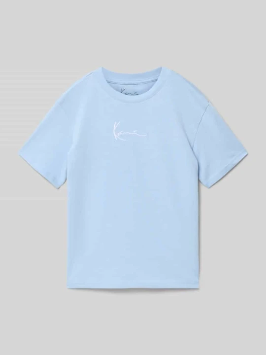 Zdjęcie produktu T-shirt z haftowanym logo i dekoltem w stylu crew neck Karl Kani Błękitny