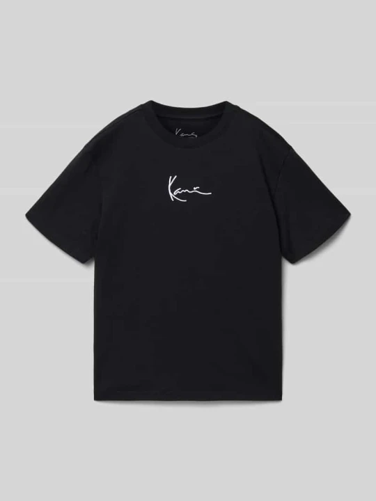 Zdjęcie produktu T-shirt z haftowanym logo i dekoltem w stylu crew neck Karl Kani Czarny
