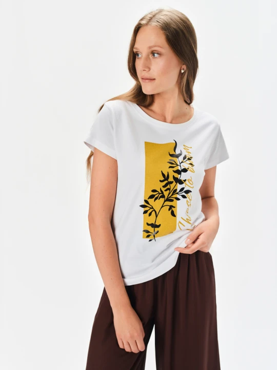 Zdjęcie produktu T-shirt z interesującym nadrukiem TOP SECRET Biały