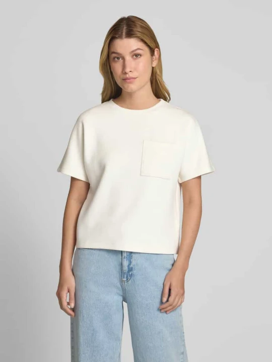 Zdjęcie produktu T-shirt z kieszenią na piersi model ‘Harissa Ima’ MSCH Copenhagen Złamany biały