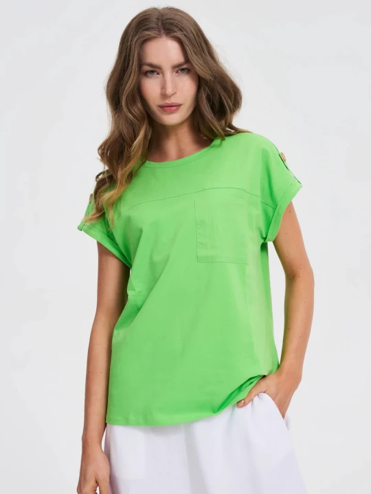 Zdjęcie produktu T-shirt z kieszonką zielony Moodo
