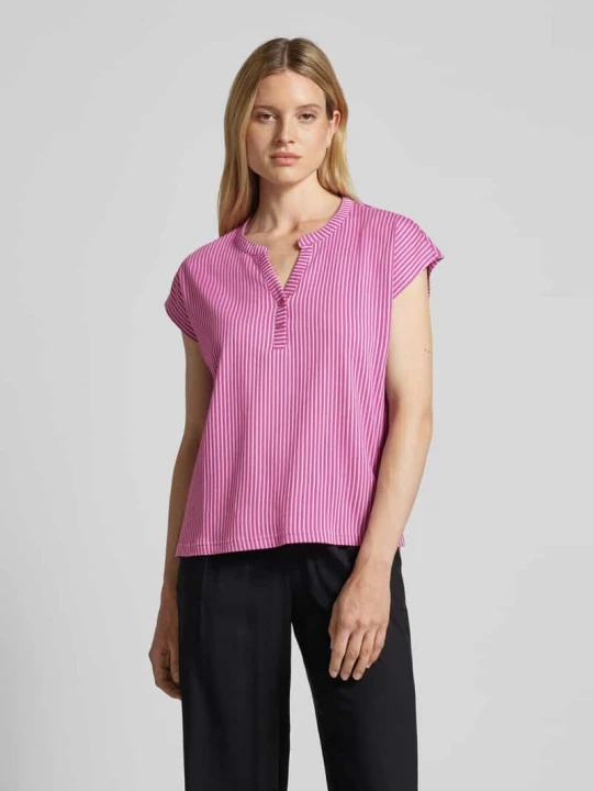 Zdjęcie produktu T-shirt z kołnierzem z lamówką Tom Tailor Mocnoróżowy