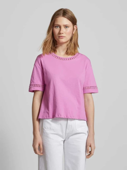 Zdjęcie produktu T-shirt z koronką szydełkową Jake*s Mocnoróżowy