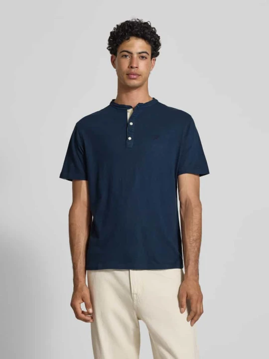 Zdjęcie produktu t-shirt z krótką listwą guzikową Superdry Granatowy