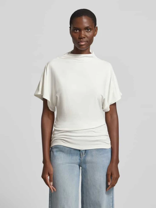 Zdjęcie produktu t-shirt z krótką stójką model 'Nupti' My Essential Wardrobe Złamany biały