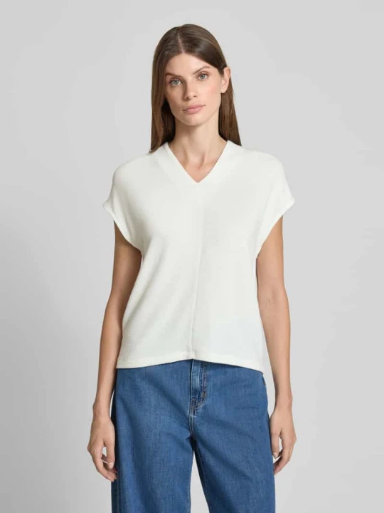 Zdjęcie produktu T-shirt z krótkim rękawem i dekoltem w serek model ‘Kalani’ Someday Złamany biały