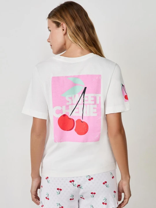 Zdjęcie produktu T-shirt z krótkim rękawem z bawełny Etam biały
