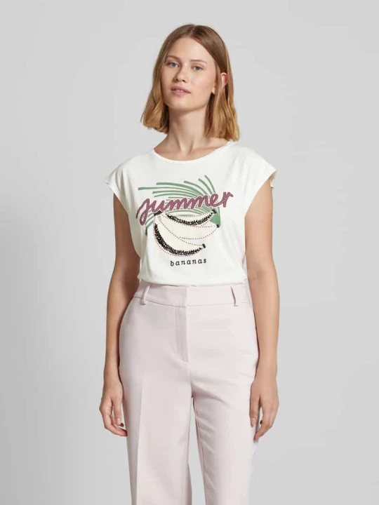 Zdjęcie produktu T-shirt z krótkimi rękawami model ‘Cathalin’ Lieblingsstück Złamany biały