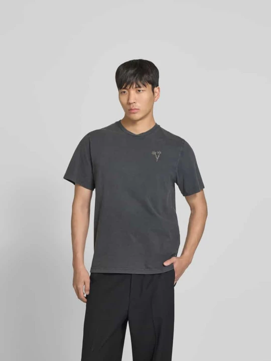 Zdjęcie produktu T-shirt z kwiatowym haftem Forét Antracytowy
