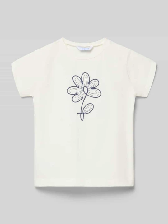 Zdjęcie produktu T-shirt z kwiatowym przeszyciem Mayoral Złamany biały