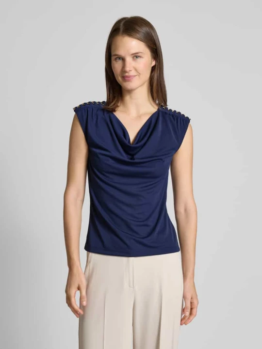 Zdjęcie produktu T-shirt z lejącym dekoltem model 'PRIYANNE' Lauren Ralph Lauren Ciemnoniebieski