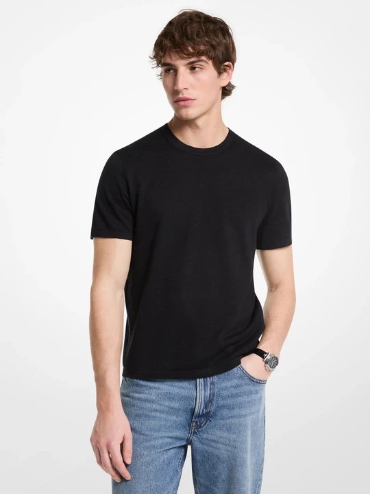 Zdjęcie produktu T-shirt z lnu i bawełny Michael Kors CZARNY (Czarny)