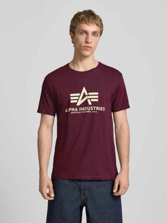 Zdjęcie produktu t-shirt z logo i okrągłym dekoltem Alpha Industries Bordowy