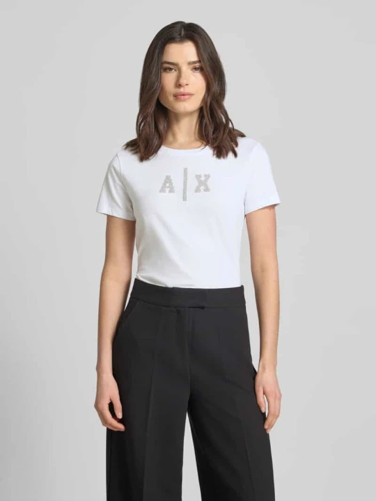 Zdjęcie produktu t-shirt z logo i okrągłym dekoltem Armani Exchange Biały
