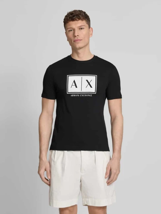 Zdjęcie produktu t-shirt z logo i okrągłym dekoltem Armani Exchange Czarny