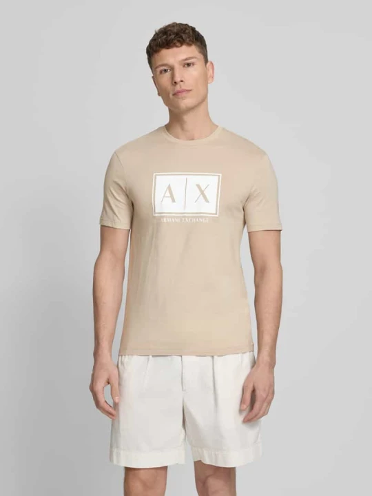 Zdjęcie produktu t-shirt z logo i okrągłym dekoltem Armani Exchange Piaskowy