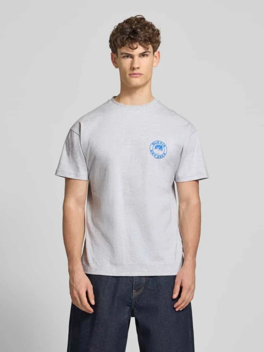 Zdjęcie produktu t-shirt z logo i okrągłym dekoltem BLKVIS Jasnoszary melanż