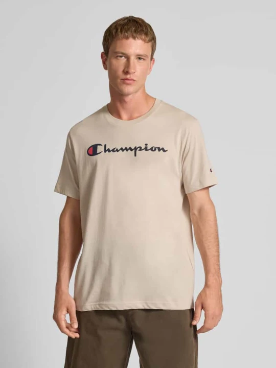Zdjęcie produktu T-shirt z logo i okrągłym dekoltem Champion Beżowy