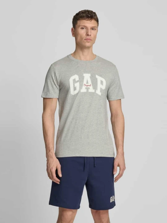 Zdjęcie produktu t-shirt z logo i okrągłym dekoltem GAP Średnioszary melanż