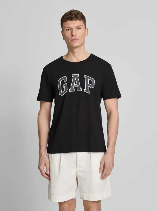 Zdjęcie produktu t-shirt z logo i okrągłym dekoltem GAP Czarny