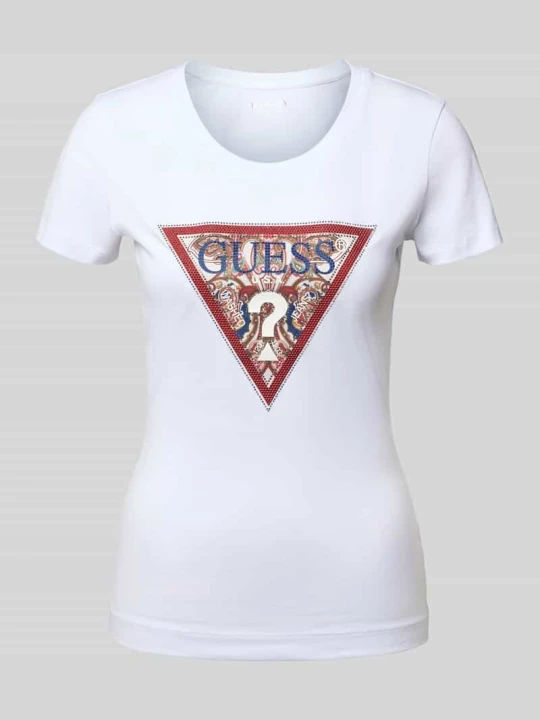 Zdjęcie produktu t-shirt z logo i okrągłym dekoltem Guess Biały