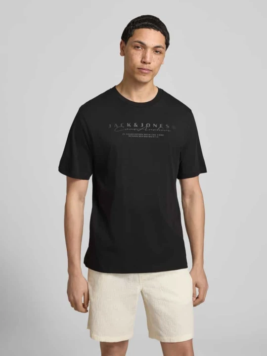 Zdjęcie produktu t-shirt z logo i okrągłym dekoltem Jack&Jones Czarny
