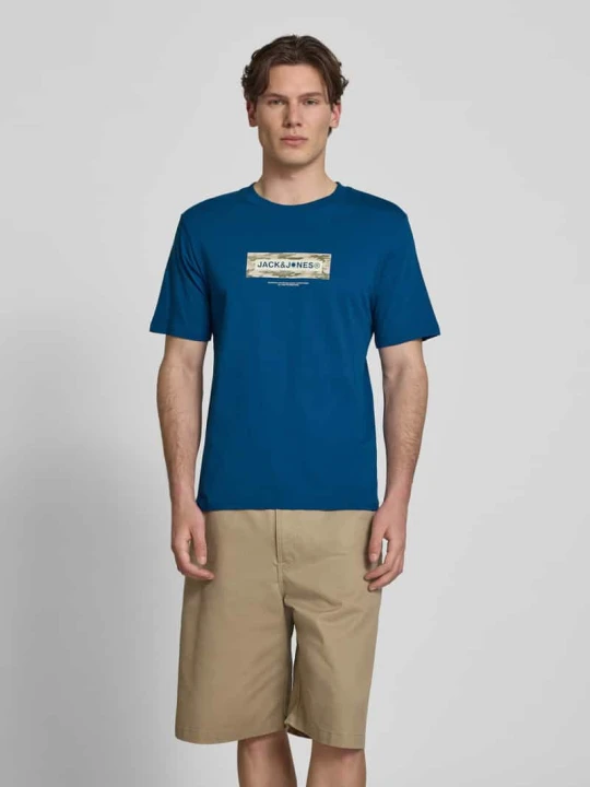 Zdjęcie produktu t-shirt z logo i okrągłym dekoltem Jack&Jones Ciemnoniebieski