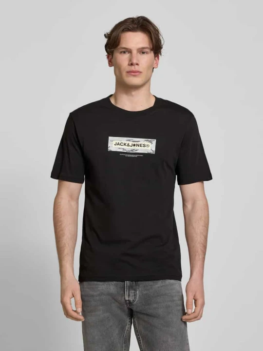 Zdjęcie produktu t-shirt z logo i okrągłym dekoltem Jack&Jones Czarny