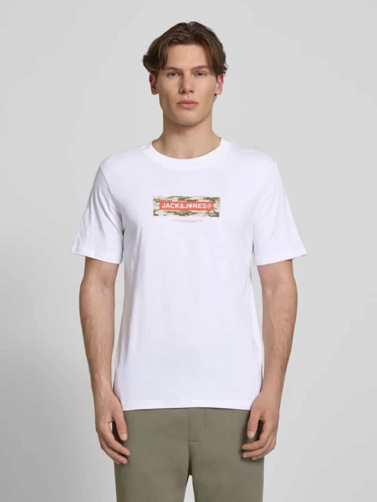 Zdjęcie produktu t-shirt z logo i okrągłym dekoltem Jack&Jones Biały