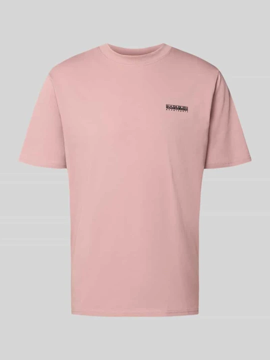 Zdjęcie produktu T-shirt z logo i okrągłym dekoltem Napapijri Brudnoróżowy
